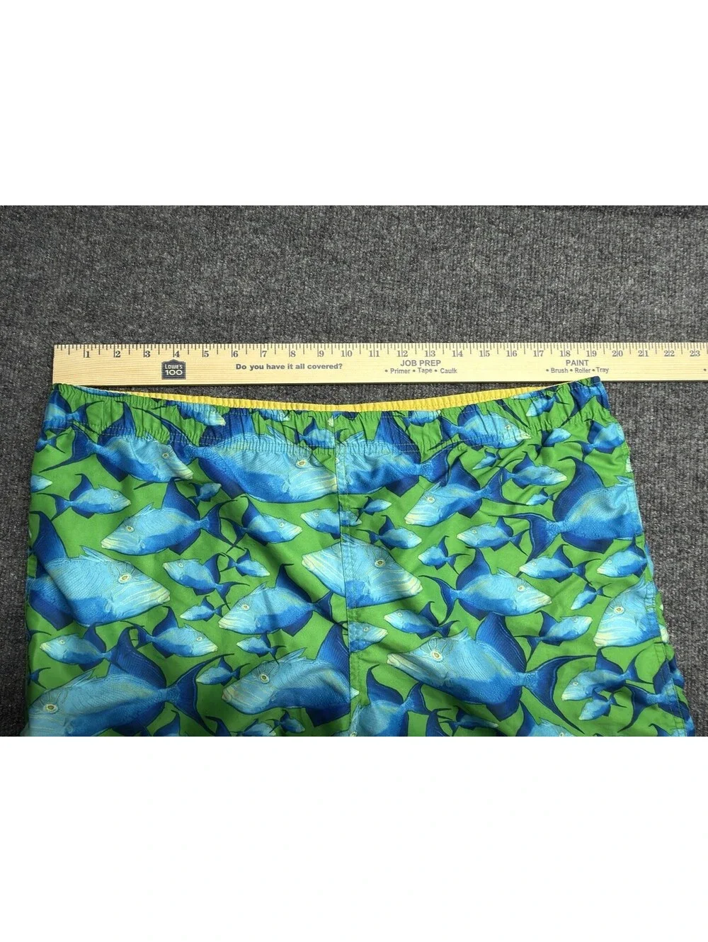 Y2K Polo Sport Ralph Lauren Fish Print Swim Trunks Men’s M Green Blue Resort